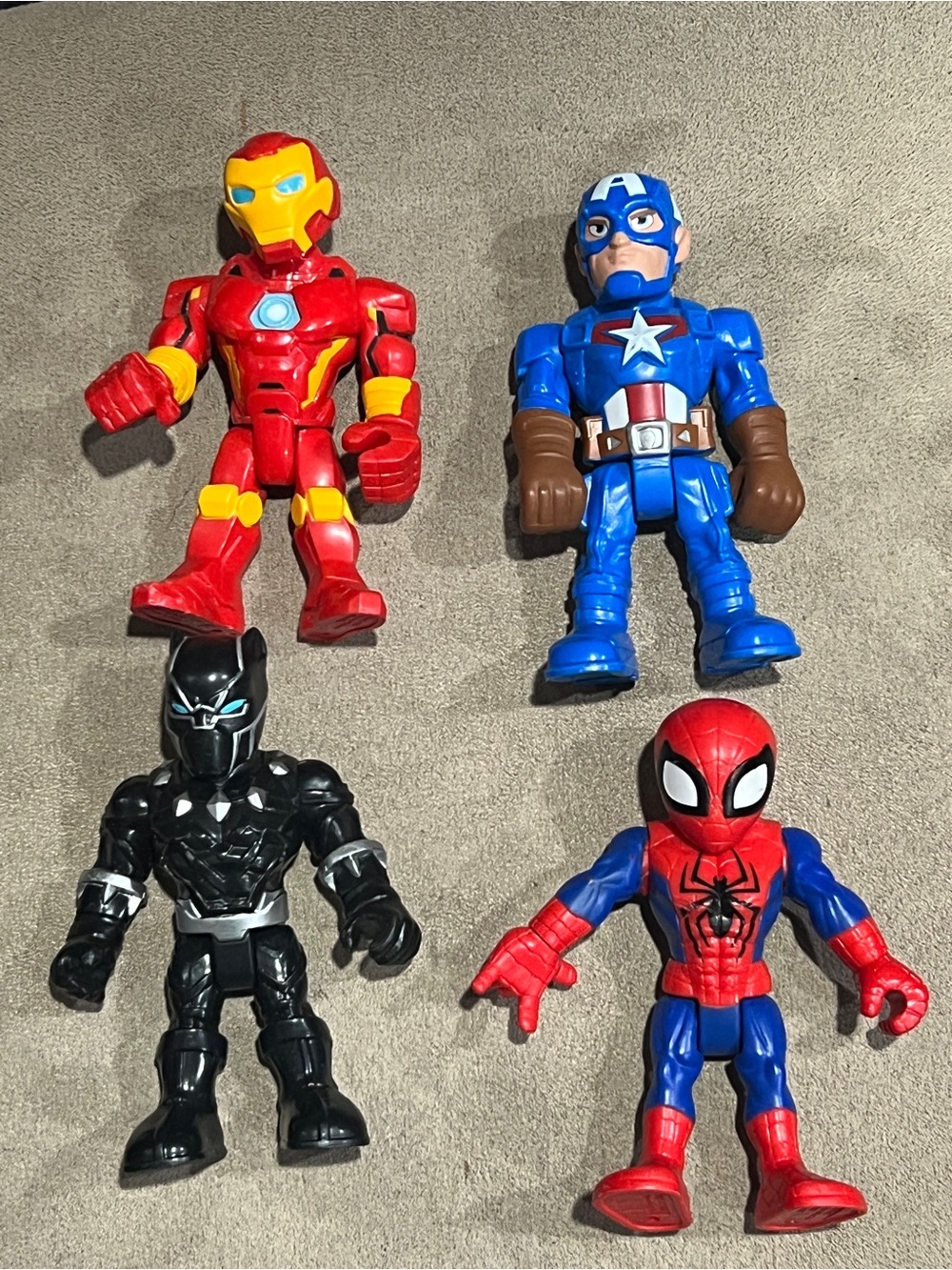 Marvel Avengers playskool 5” Figures - Iron Man, Black Panther, Spider-Man